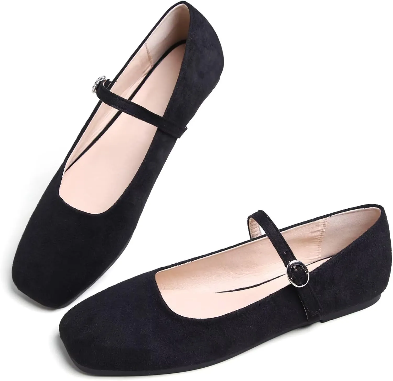 Stunner Womens Mary Jane Flats Round Toe Ballet Flats Stylish Leather Flats One Line Strap Slip On Flat Shoes