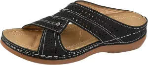 SuanlaTDS Wedge Sandals for Women Summer Dressy 2025 Orthopedic Low Heel Comfortable Walking Arch Support Casual Slip-on Slides Open Toe Wedges Sandal Slippers Outdoor Bohemian Beach Shoes