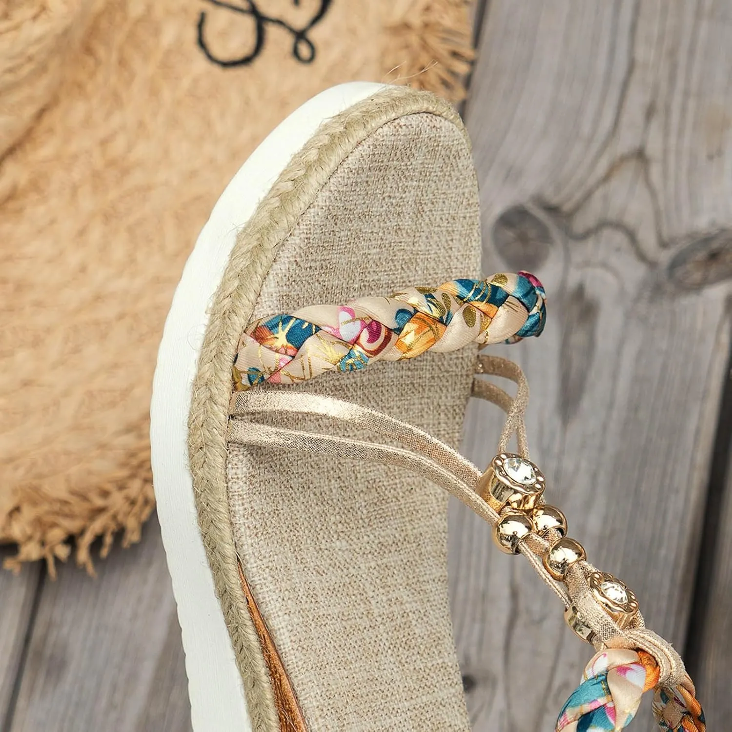SuanlaTDS Womens Wedge Sandals Espadrilles Elastic Ankle Strap Open Toe Platform Wedges Sandals Espadrille Boho Elegant Low Heel Slides Sandals Dressy Summer Casual Walking Shoes