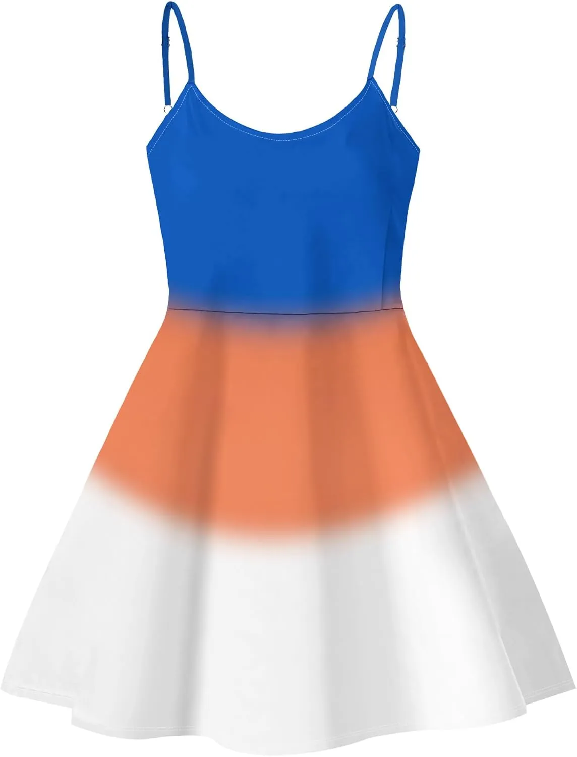 Summer Cami Midi Halter Tank Short Dress Off-Shoulder Backless Adjustable Shoulder Strap Knee-Length Sundress S-3XL