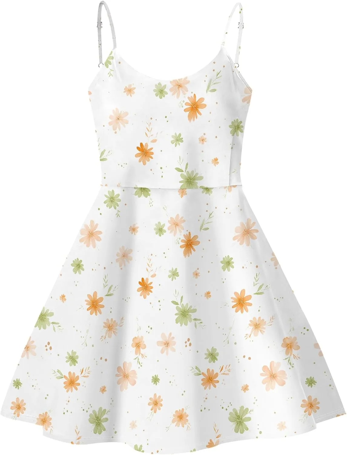 Summer Cami Midi Halter Tank Short Dress Off-Shoulder Backless Adjustable Shoulder Strap Knee-Length Sundress S-3XL