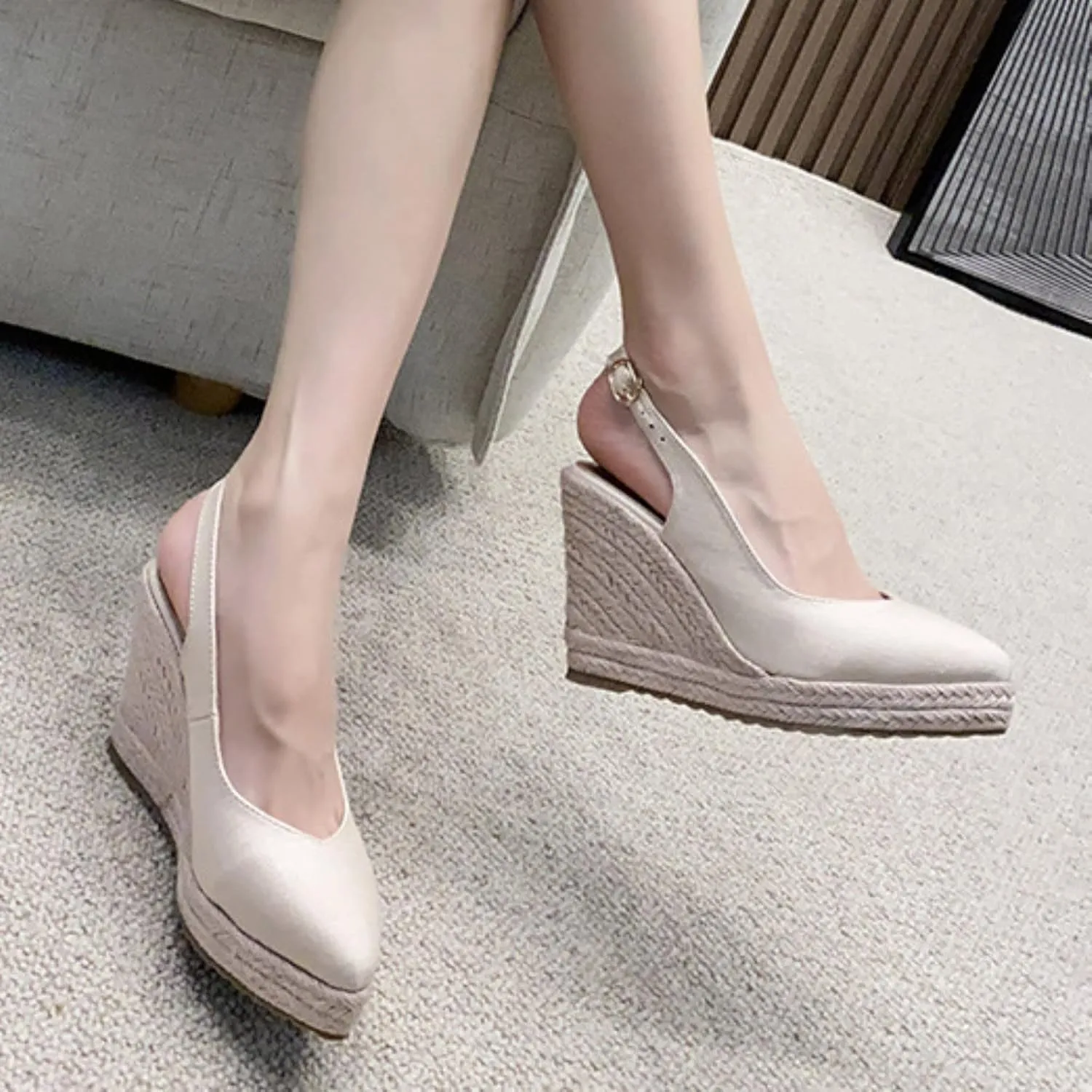 Summer Sandals for Women 2025 Closed Toe Espadrilles Wedge Sandals Ankle Strap Platform Comfortable Walking Shoes