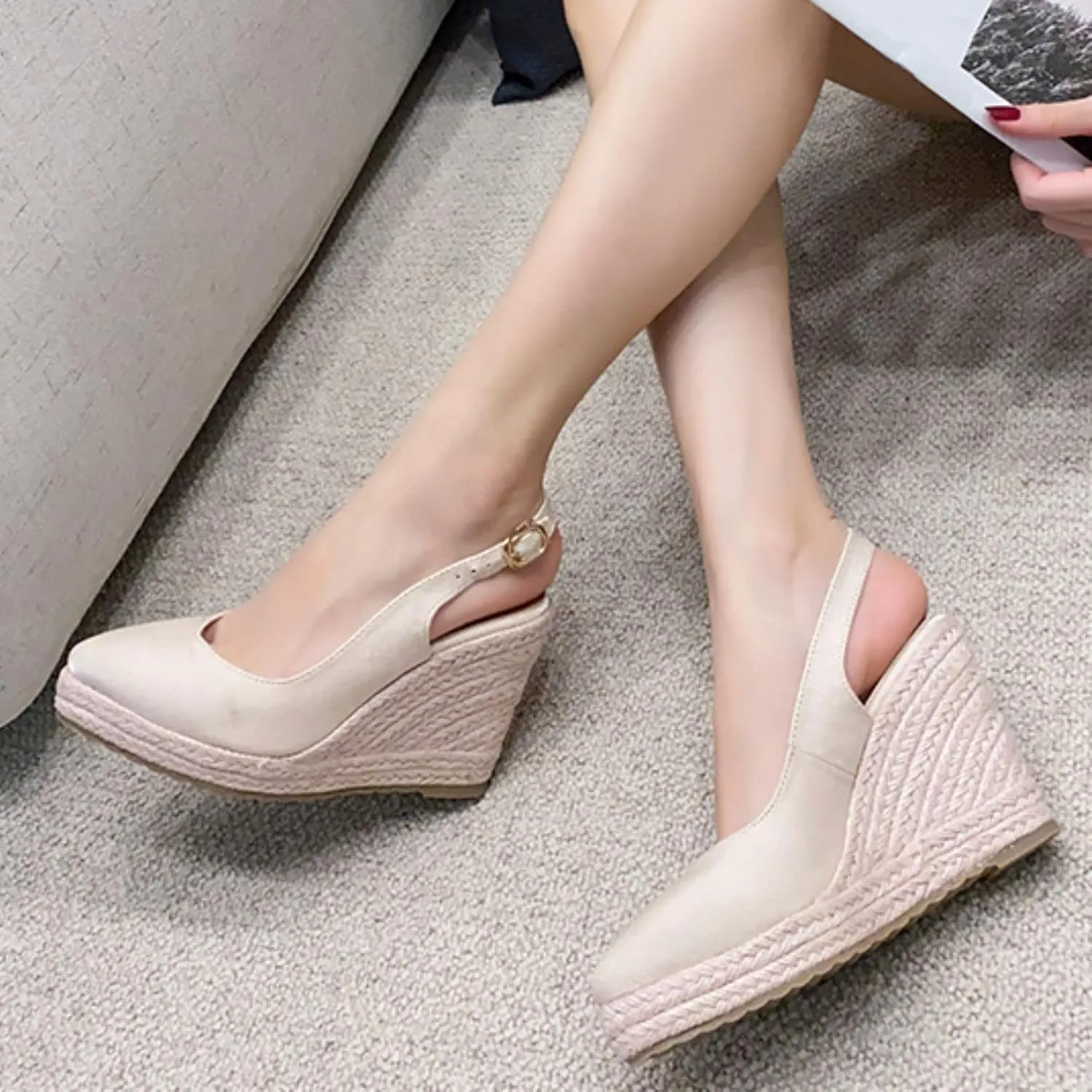 Summer Sandals for Women 2025 Closed Toe Espadrilles Wedge Sandals Ankle Strap Platform Comfortable Walking Shoes