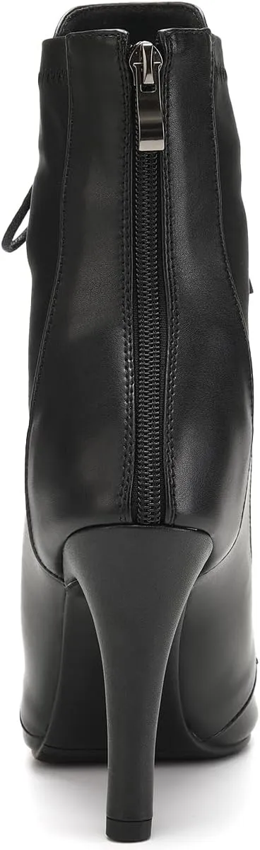 SWDZM Women's Dance Heels Ankle Dance Booties Peep Toe Salsa Dance Shoes Heels Dance Boots,Model DS02