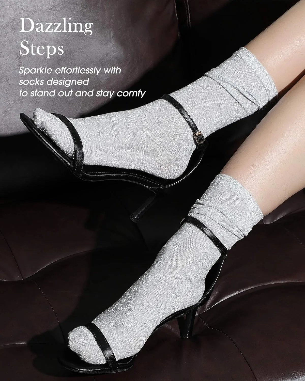 Syhood Women's Novelty Glitter Ankle Socks Sparkly Metallic Casual Ladies Bright Retro Piles Ankle Socks