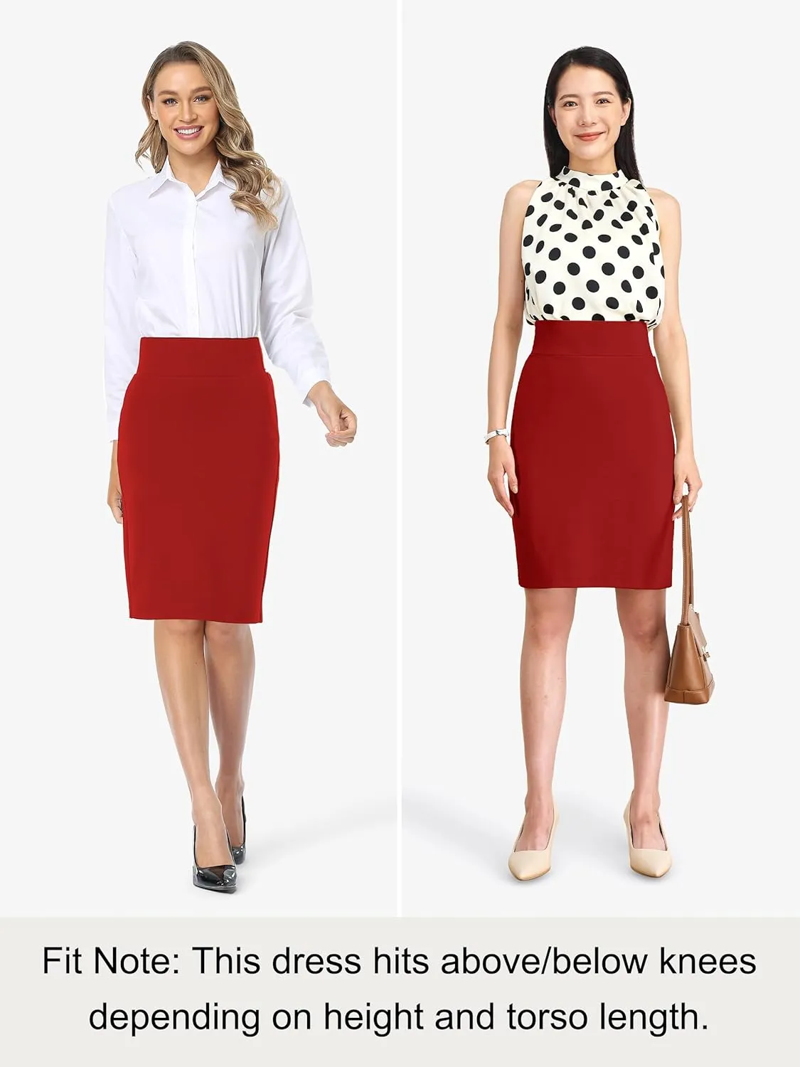 Tapata Womens Pencil Skirts Stretch Office Work Skirt Knee Length High Waist Midi Ponte Bodycon for Business Casual