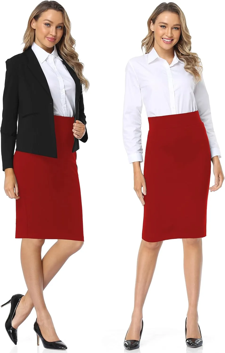 Tapata Womens Pencil Skirts Stretch Office Work Skirt Knee Length High Waist Midi Ponte Bodycon for Business Casual