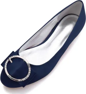 TarfiC Women's Casual Bridal Flats Elegant Round-Toe, Rhinestone-Accented, Ballet-Style Slip-On Shoes for a Comfortable Wedding Day