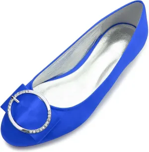 TarfiC Women's Casual Bridal Flats Elegant Round-Toe, Rhinestone-Accented, Ballet-Style Slip-On Shoes for a Comfortable Wedding Day