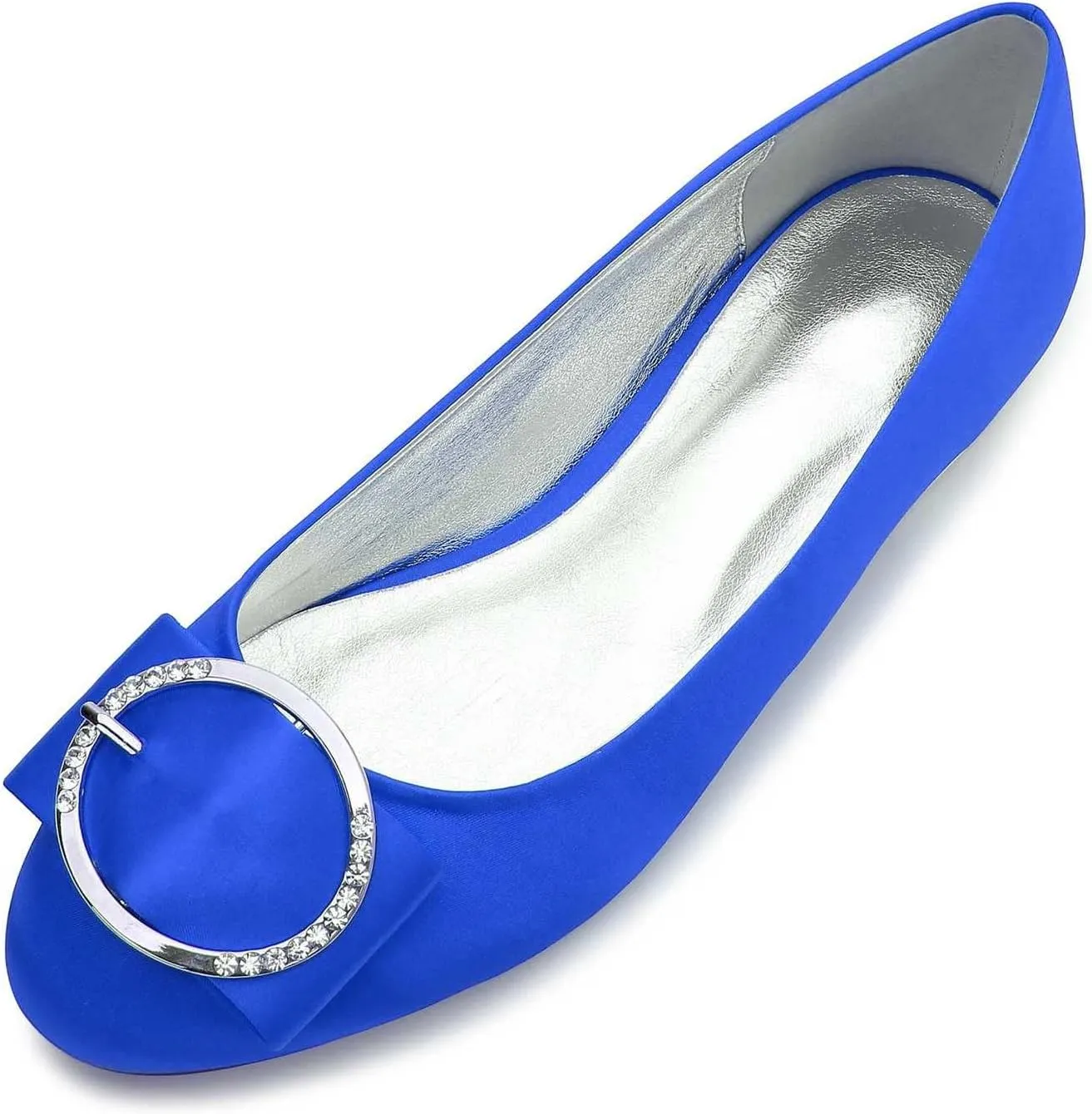 TarfiC Women's Casual Bridal Flats Elegant Round-Toe, Rhinestone-Accented, Ballet-Style Slip-On Shoes for a Comfortable Wedding Day