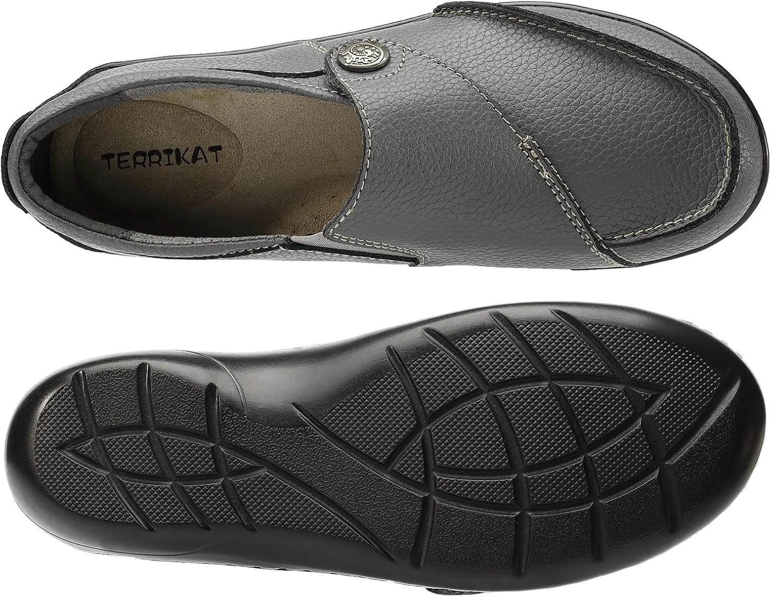 TERRIKAT Women's Classic Casual Leather Loafers Cute Moc Toe Slip On Comfort Walking Flats Lightweight Work Shoes