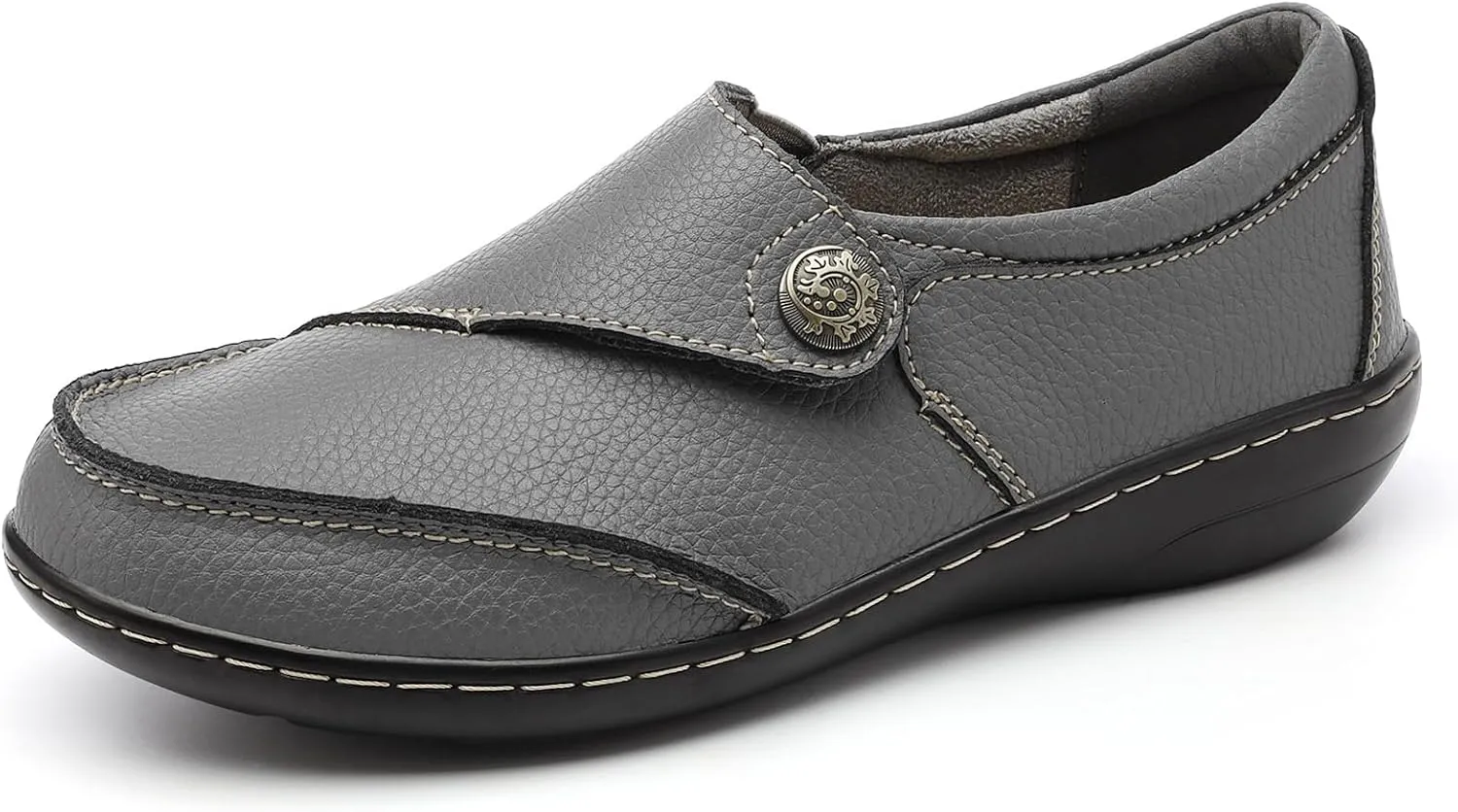 TERRIKAT Women's Classic Casual Leather Loafers Cute Moc Toe Slip On Comfort Walking Flats Lightweight Work Shoes