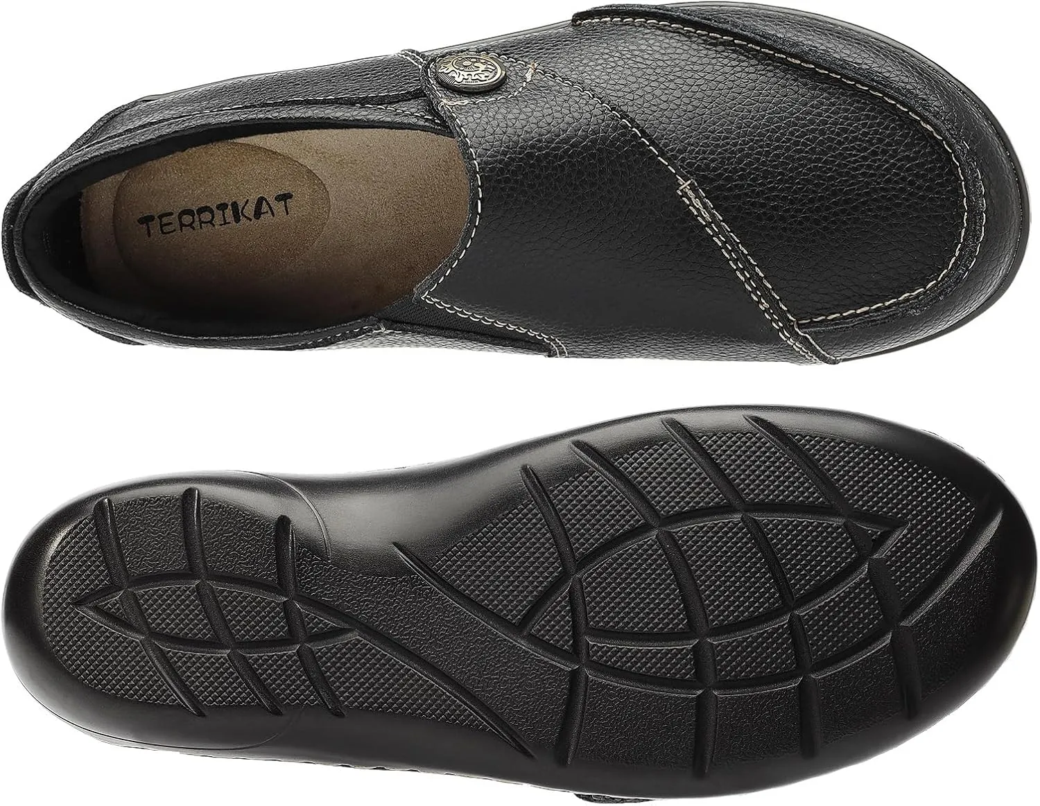 TERRIKAT Women's Classic Casual Leather Loafers Cute Moc Toe Slip On Comfort Walking Flats Lightweight Work Shoes