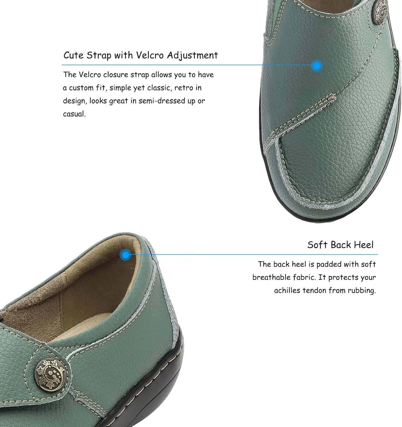 TERRIKAT Women's Classic Casual Leather Loafers Cute Moc Toe Slip On Comfort Walking Flats Lightweight Work Shoes