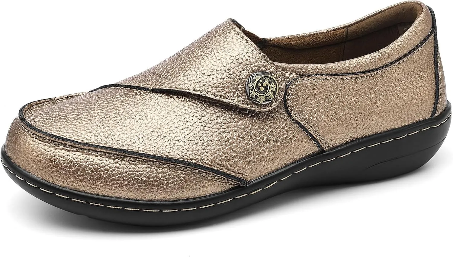 TERRIKAT Women's Classic Casual Leather Loafers Cute Moc Toe Slip On Comfort Walking Flats Lightweight Work Shoes