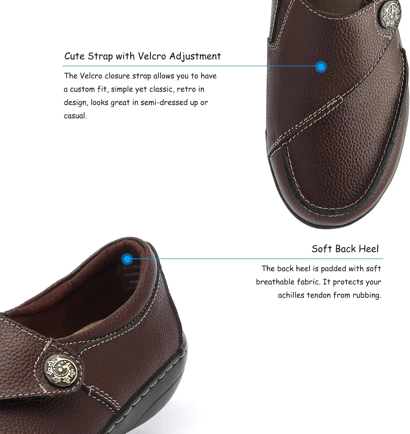 TERRIKAT Women's Classic Casual Leather Loafers Cute Moc Toe Slip On Comfort Walking Flats Lightweight Work Shoes