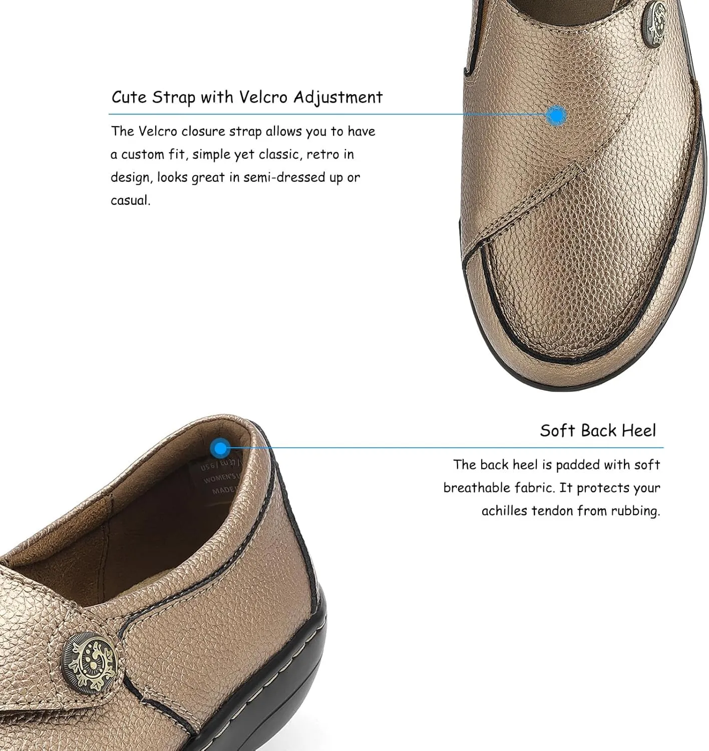 TERRIKAT Women's Classic Casual Leather Loafers Cute Moc Toe Slip On Comfort Walking Flats Lightweight Work Shoes