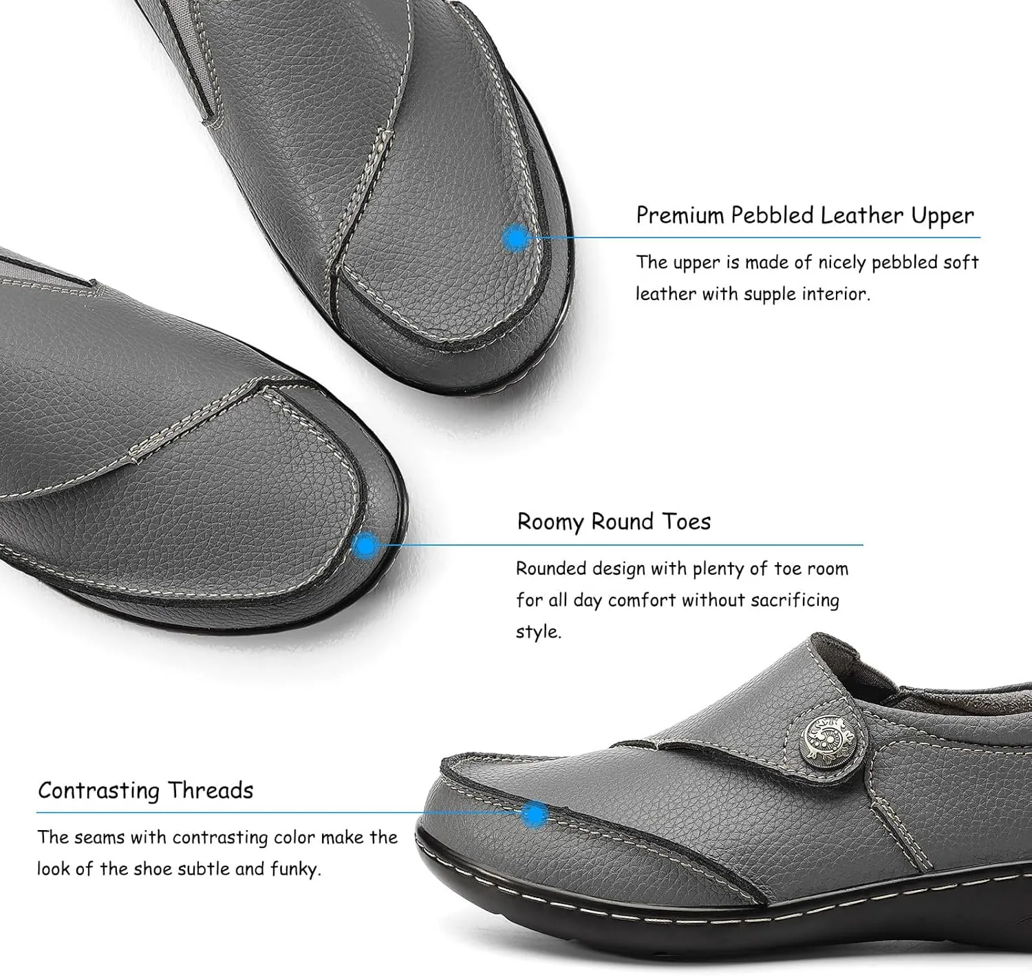 TERRIKAT Women's Classic Casual Leather Loafers Cute Moc Toe Slip On Comfort Walking Flats Lightweight Work Shoes
