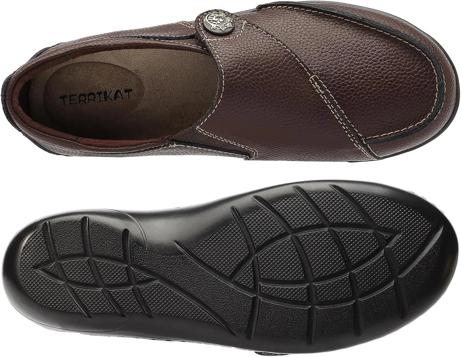 TERRIKAT Women's Classic Casual Leather Loafers Cute Moc Toe Slip On Comfort Walking Flats Lightweight Work Shoes