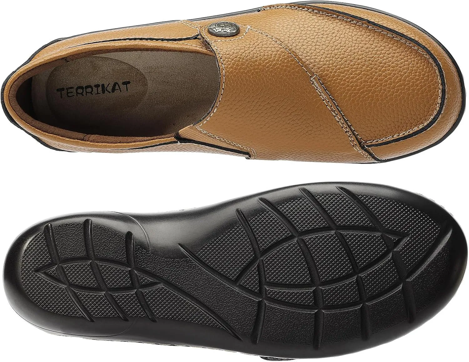 TERRIKAT Women's Classic Casual Leather Loafers Cute Moc Toe Slip On Comfort Walking Flats Lightweight Work Shoes