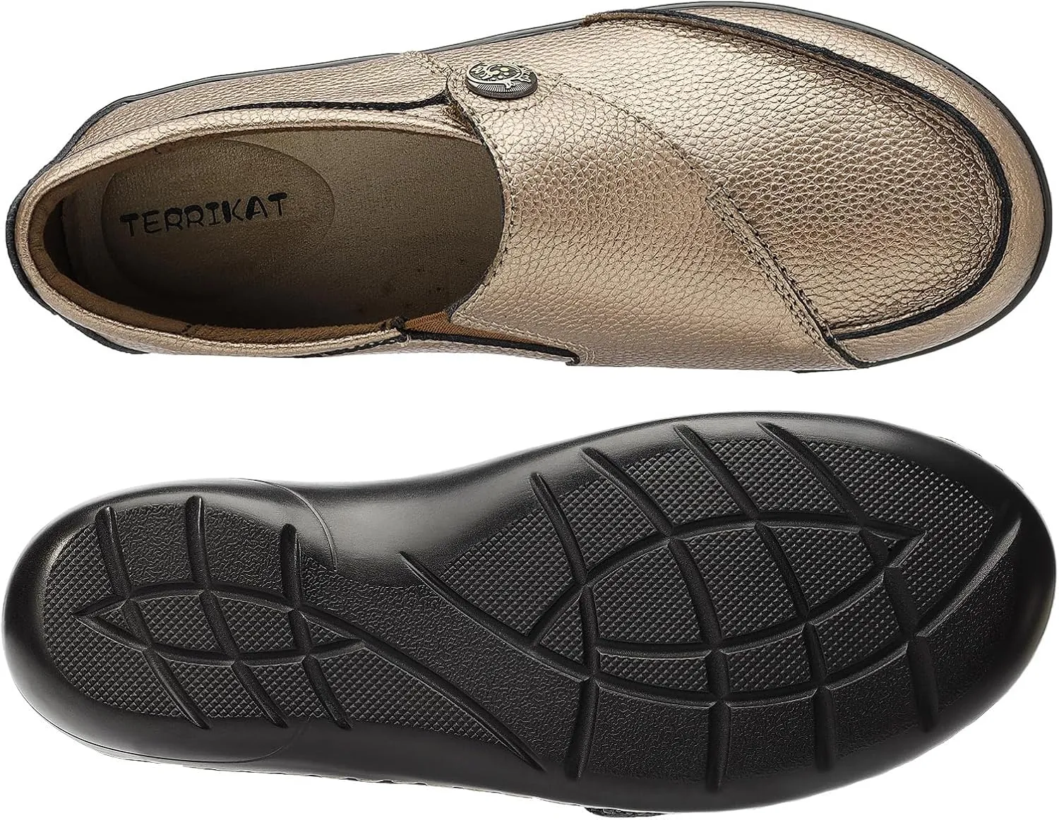 TERRIKAT Women's Classic Casual Leather Loafers Cute Moc Toe Slip On Comfort Walking Flats Lightweight Work Shoes