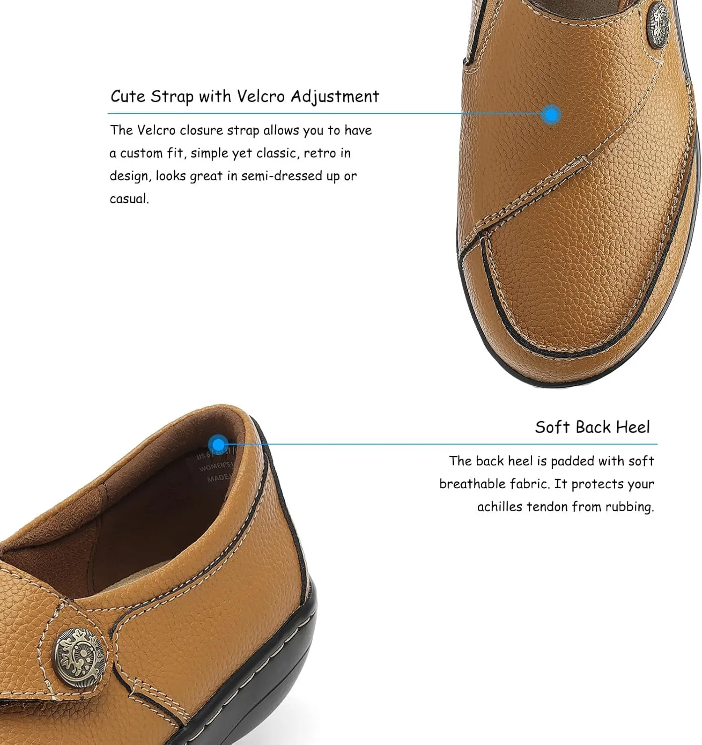 TERRIKAT Women's Classic Casual Leather Loafers Cute Moc Toe Slip On Comfort Walking Flats Lightweight Work Shoes