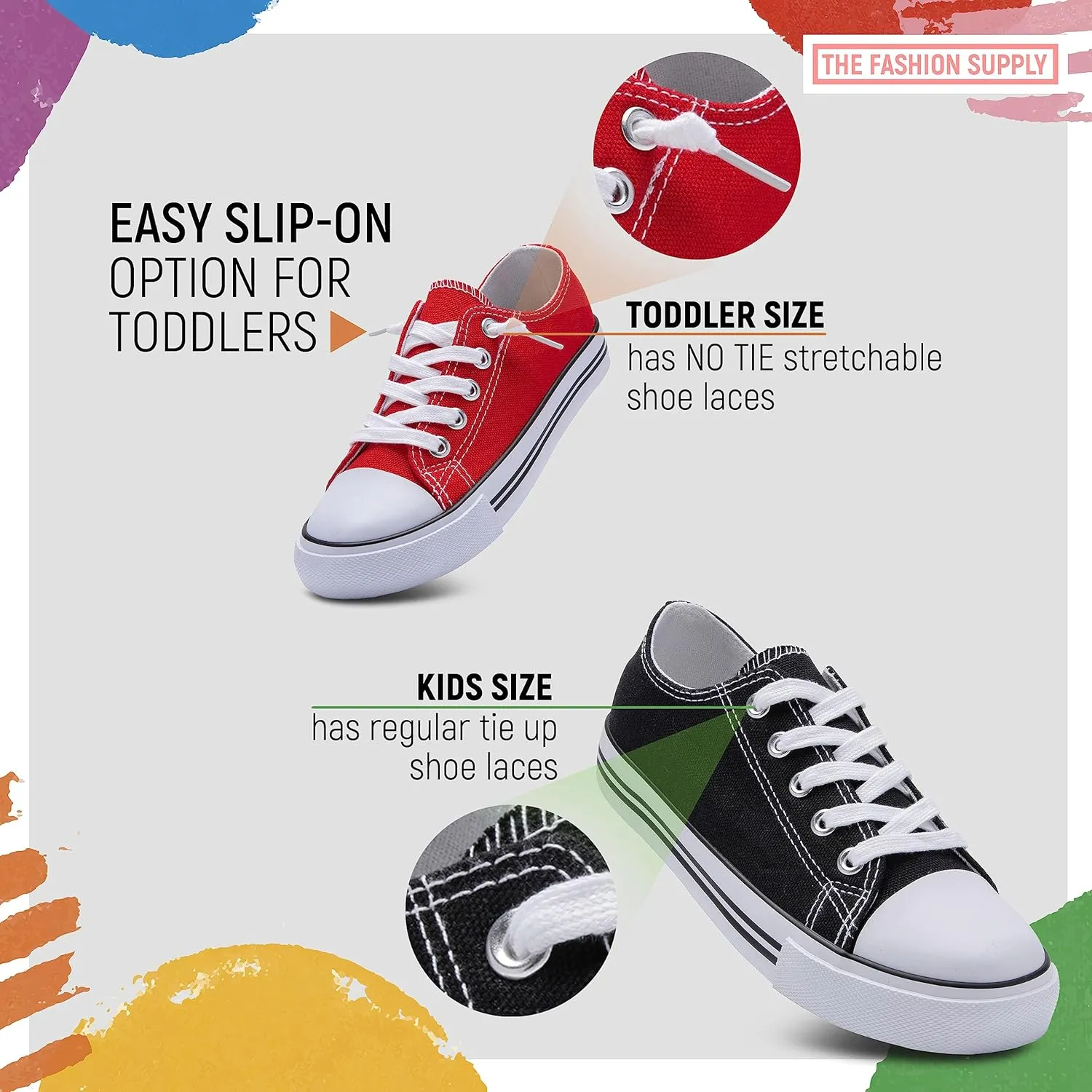 The Fashion Supply Kids Canvas Shoes for Girls & Boys - Breathable & Comfortable Boys & Girls Canvas Shoes