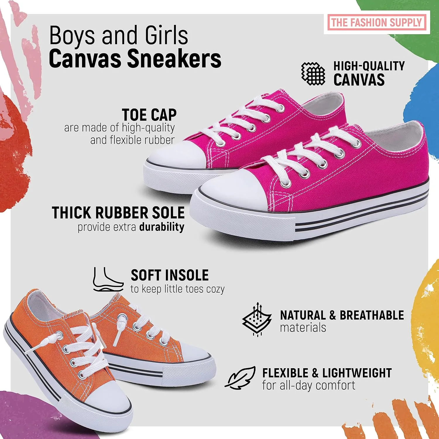 The Fashion Supply Kids Canvas Shoes for Girls & Boys - Breathable & Comfortable Boys & Girls Canvas Shoes