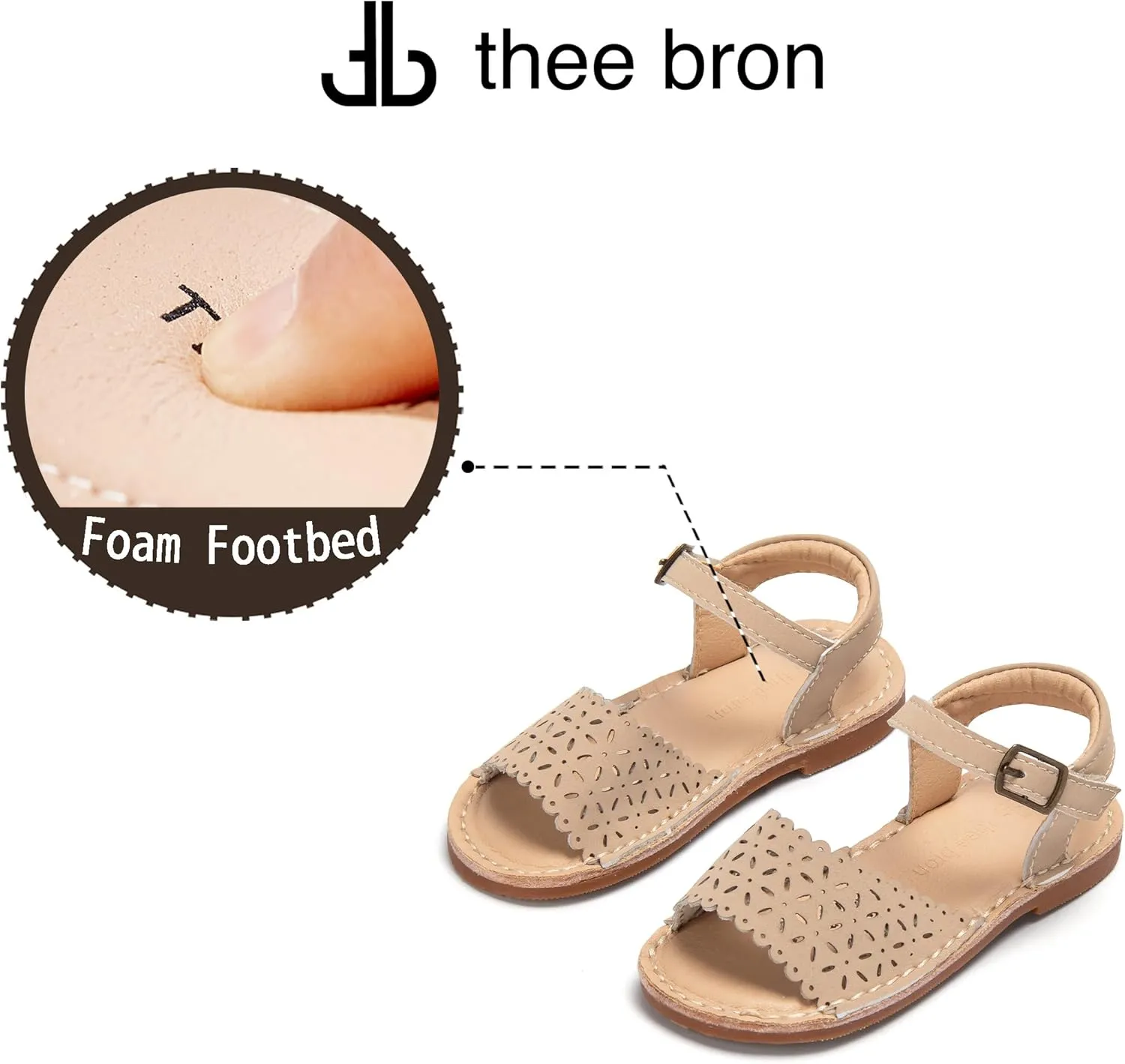 THEE BRON Toddler Girls Gladiator Sandals - Cushioned Comfy Shoes for Princess Summer Play