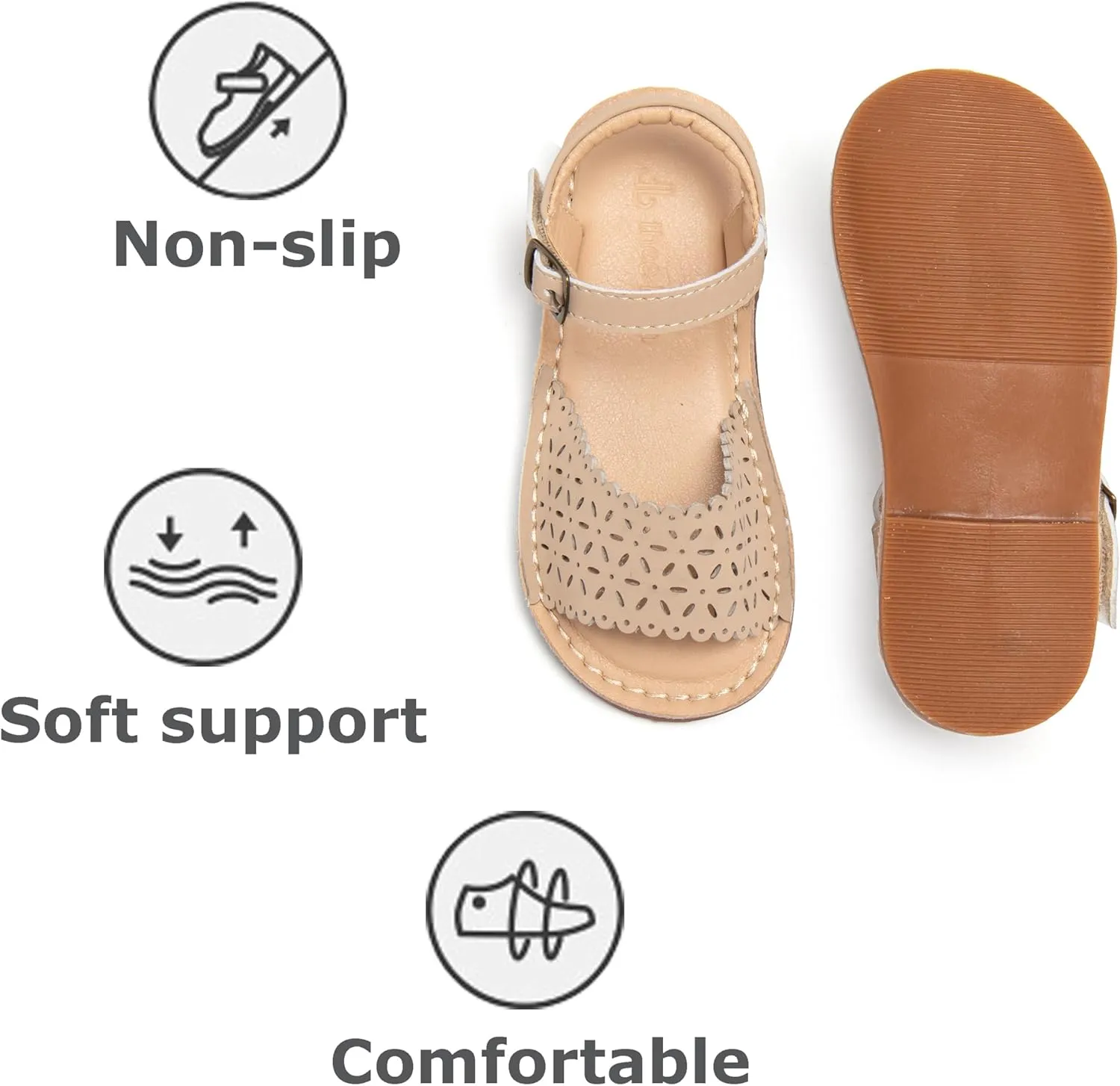 THEE BRON Toddler Girls Gladiator Sandals - Cushioned Comfy Shoes for Princess Summer Play