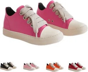 Thick Laces Walking Shoes PU Leather Walking Cute Sneakers for Women Y2K Shoes Platform Chunky Style Casual Thick Sole