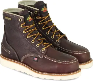 Thorogood 1957 Series 6” Waterproof Moc Toe Work Boots for Men - Soft Toe, Full-Grain Leather with Slip-Resistant Wedge Outsole and Shock-Absorbing Footbed