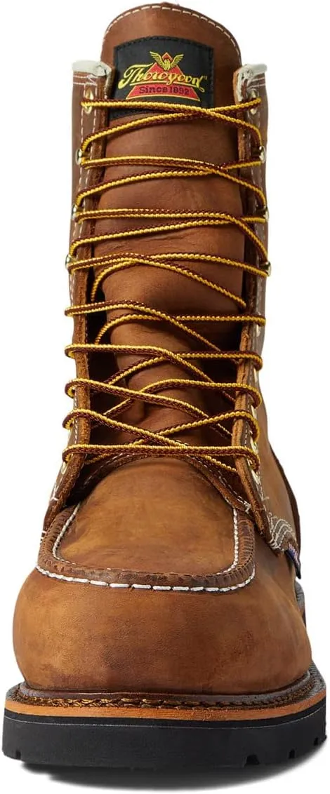 Thorogood 1957 Series 8” Waterproof Steel Toe Work Boots for Men - Full-Grain Leather with Moc Toe, Slip-Resistant Heel Outsole, and Comfort Insole; EH Rated