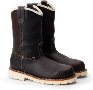 Thorogood American Heritage 11” Waterproof Steel Toe Wellington Boots for Men Made from Premium Leather with Slip-Resistant Heel Outsole and Comfort Insole