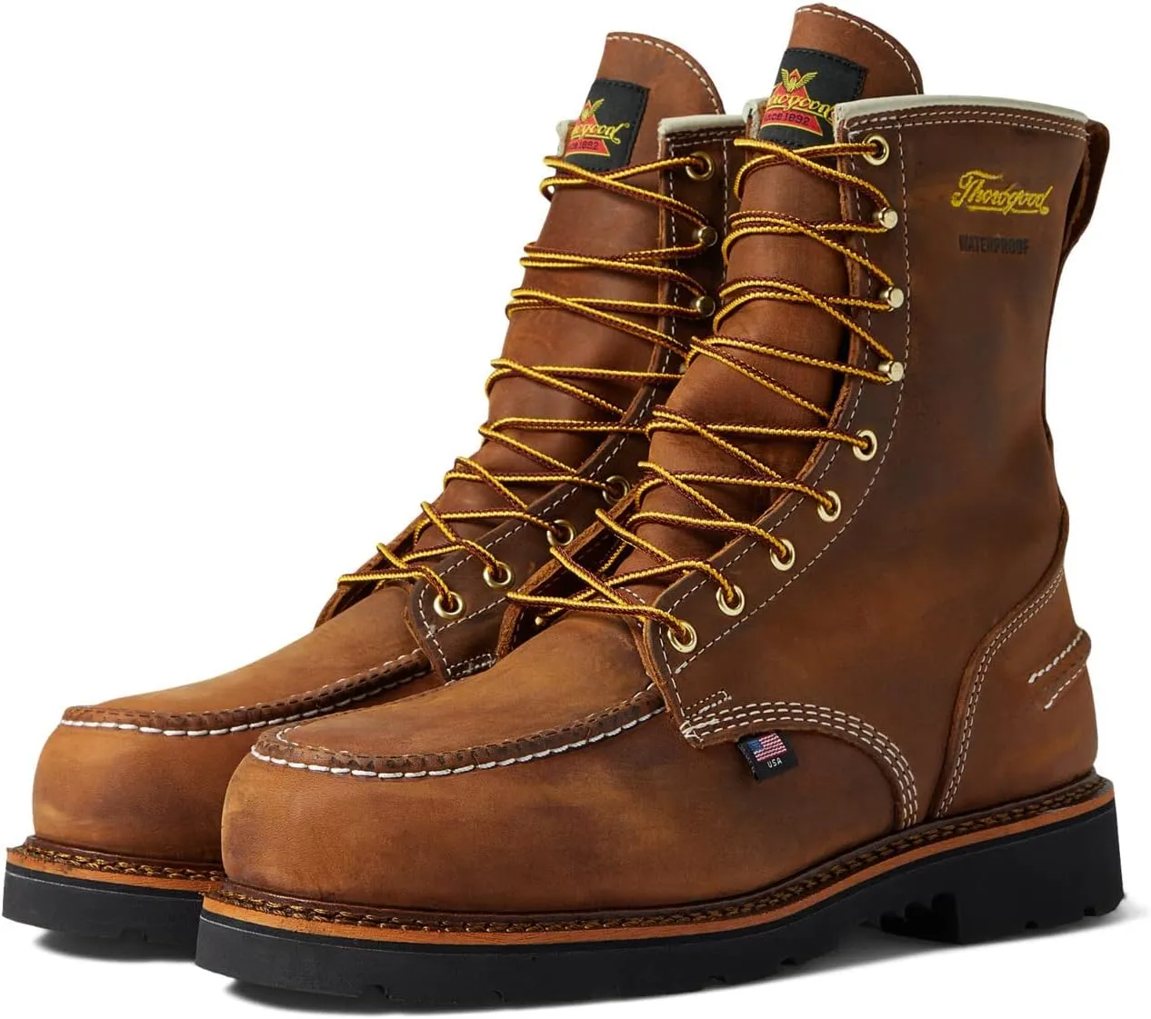 Thorogood V-Series 6” Waterproof Composite Toe Work Boots for Men - Premium Leather with Goodyear Storm Welt, Comfort Insole, and Chevron Traction Outsole; ASTM Rated
