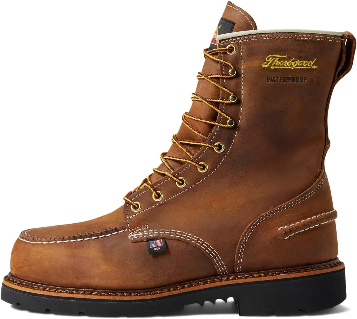 Thorogood V-Series 6” Waterproof Composite Toe Work Boots for Men - Premium Leather with Goodyear Storm Welt, Comfort Insole, and Chevron Traction Outsole; ASTM Rated