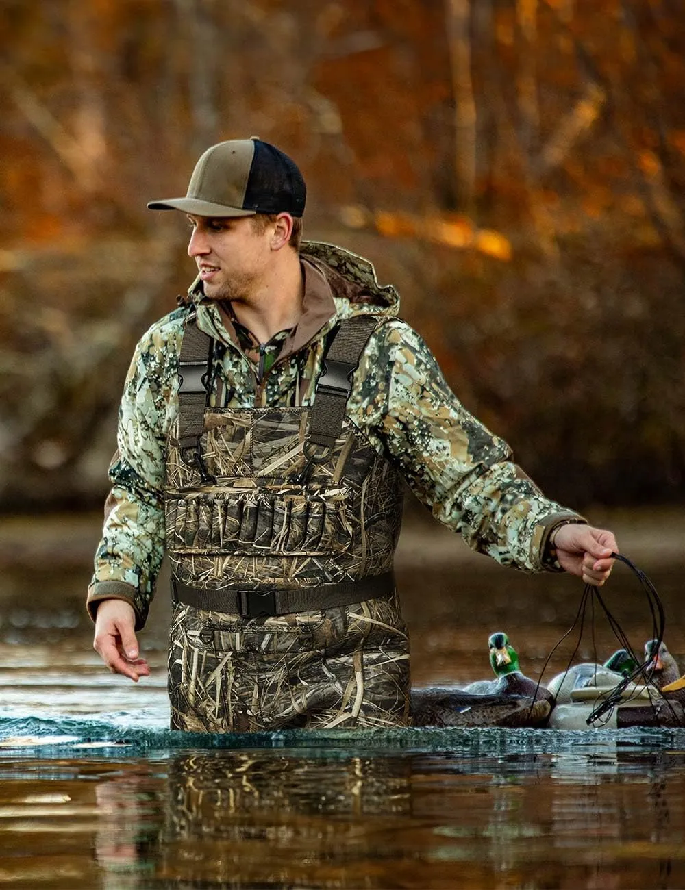 TIDEWE Hunting Wader with 1400&1600G Insulation Rubber Boot, 5mm Neoprene Waterproof Chest Wader for Fishing, Hunting