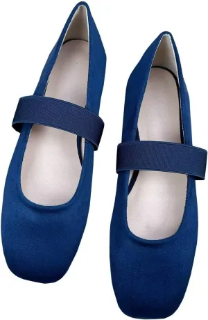 TN TANGNEST Ballet Flats for Women Soft Leather Ankle Buckle Flats Comfortable Square Toe Mary Jane Flats
