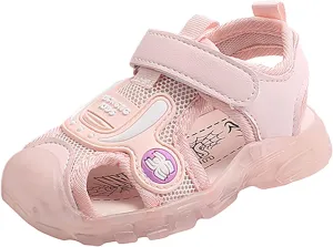 Toddler Boys Light Up Sandals Closed Toe Breathable Non Slip Kids Girls Beach Sandals Soft Sole Summer Outdoor