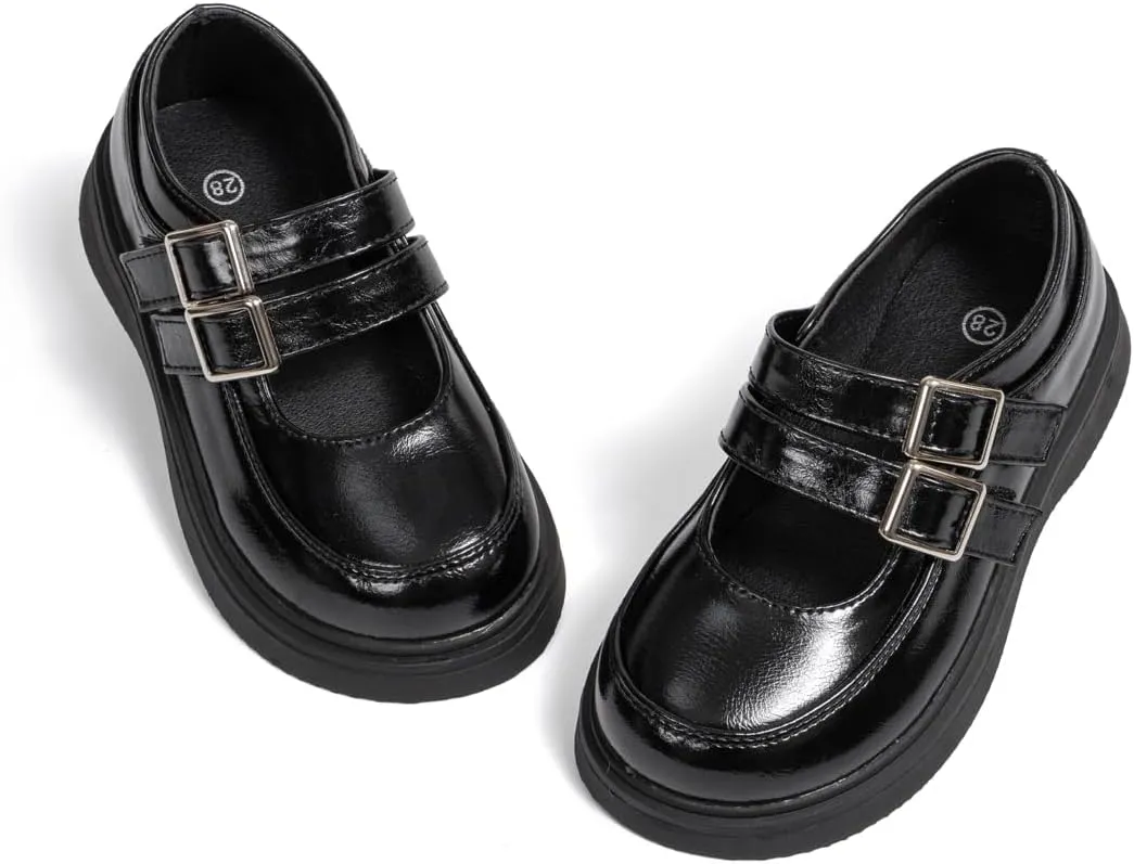 Toddler Girls Dress Shoes School Uniform Mary Jane Flats Little Kids Oxfords Comfortable Slip on Platform Flats for Wedding Party School