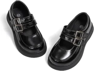 Toddler Girls Dress Shoes School Uniform Mary Jane Flats Little Kids Oxfords Comfortable Slip on Platform Flats for Wedding Party School