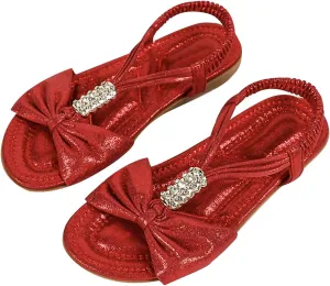 Toddler Girls Sandals Elastic Strap Comfort Soft Princess Flats Summer Cute Bowknot Summer Shoes
