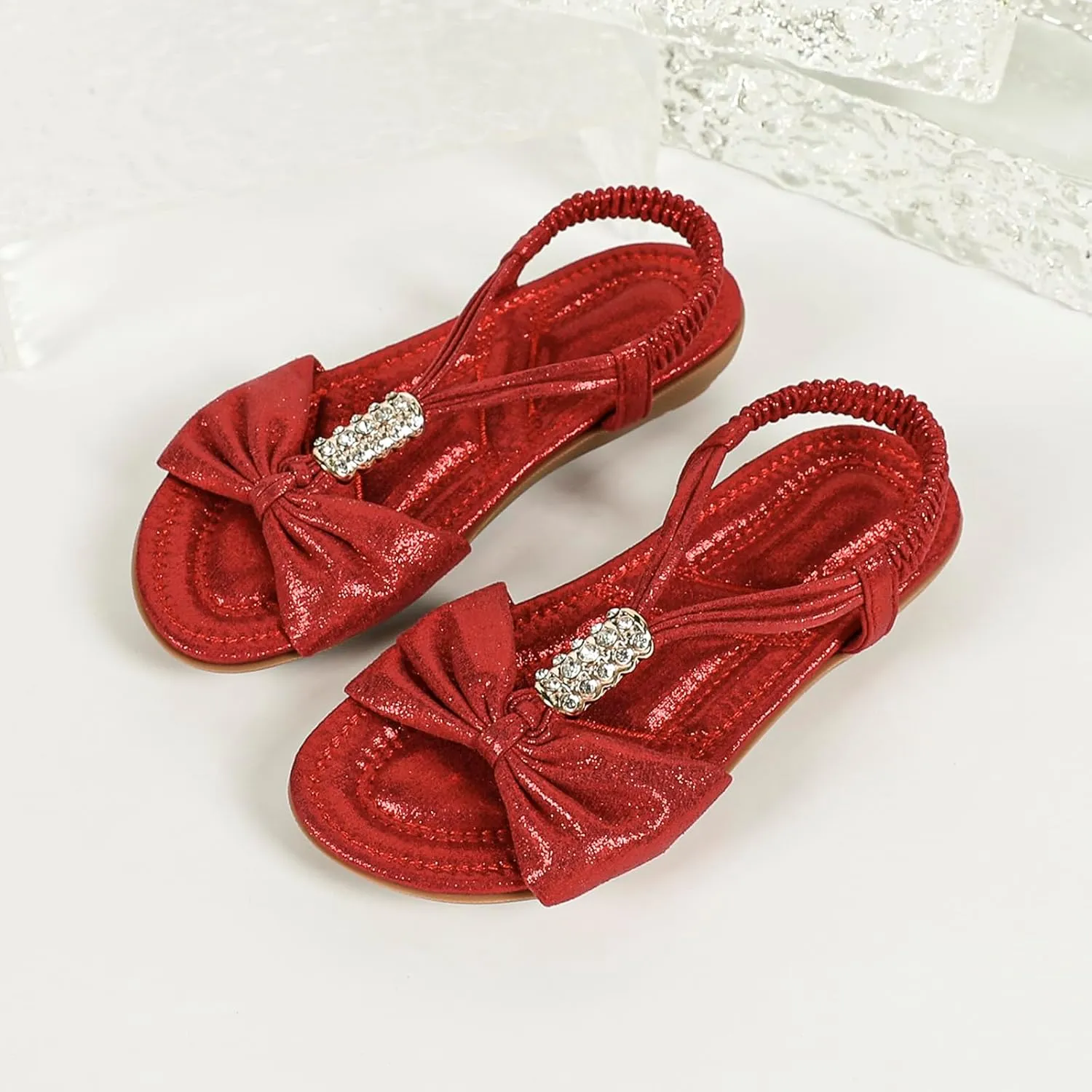Toddler Girls Sandals Elastic Strap Comfort Soft Princess Flats Summer Cute Bowknot Summer Shoes