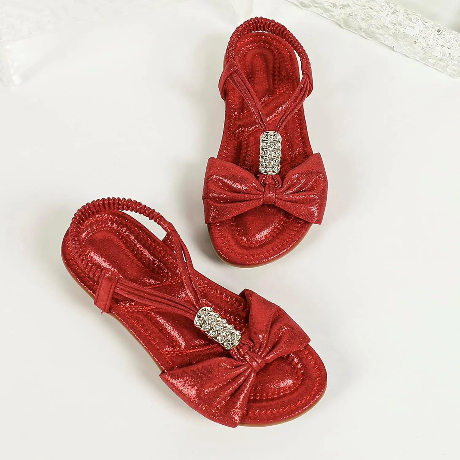 Toddler Girls Sandals Elastic Strap Comfort Soft Princess Flats Summer Cute Bowknot Summer Shoes