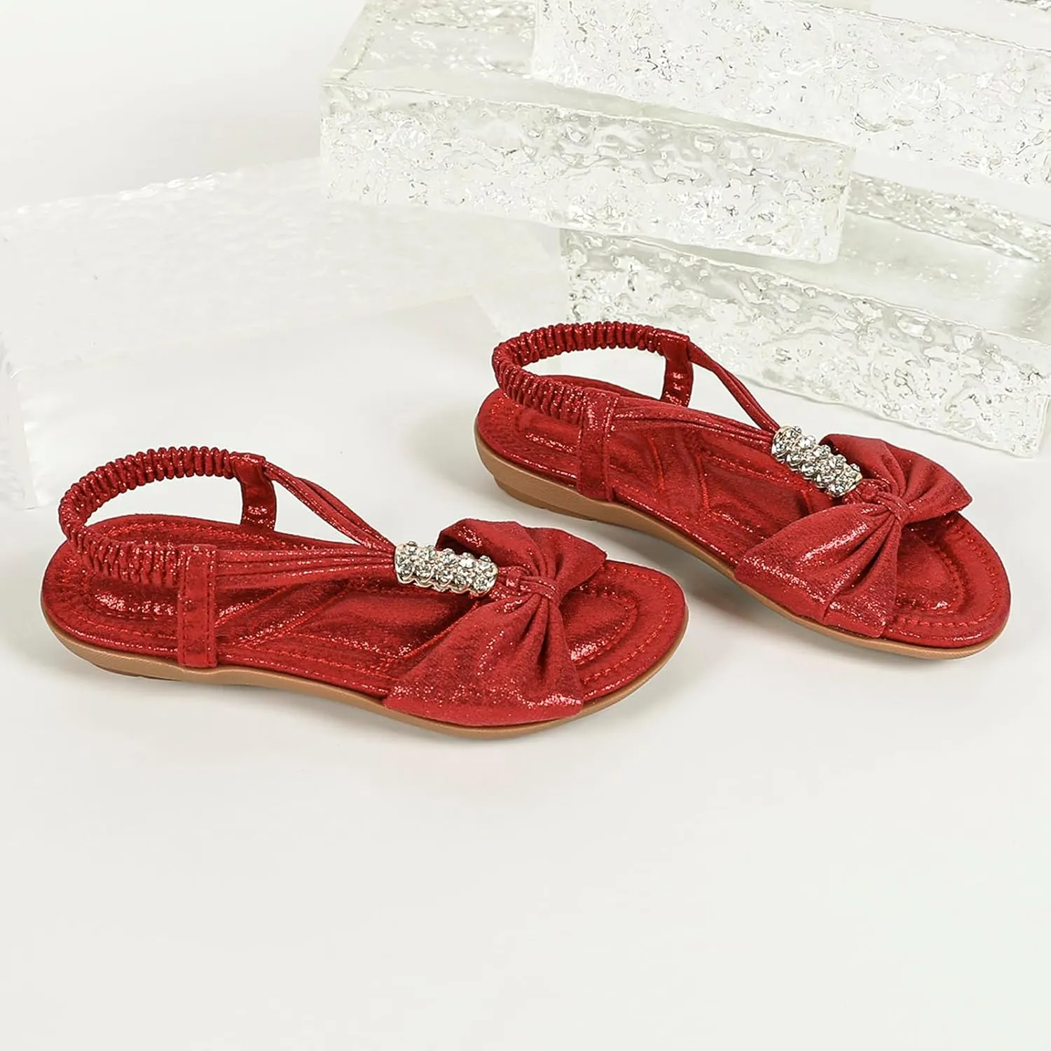 Toddler Girls Sandals Elastic Strap Comfort Soft Princess Flats Summer Cute Bowknot Summer Shoes
