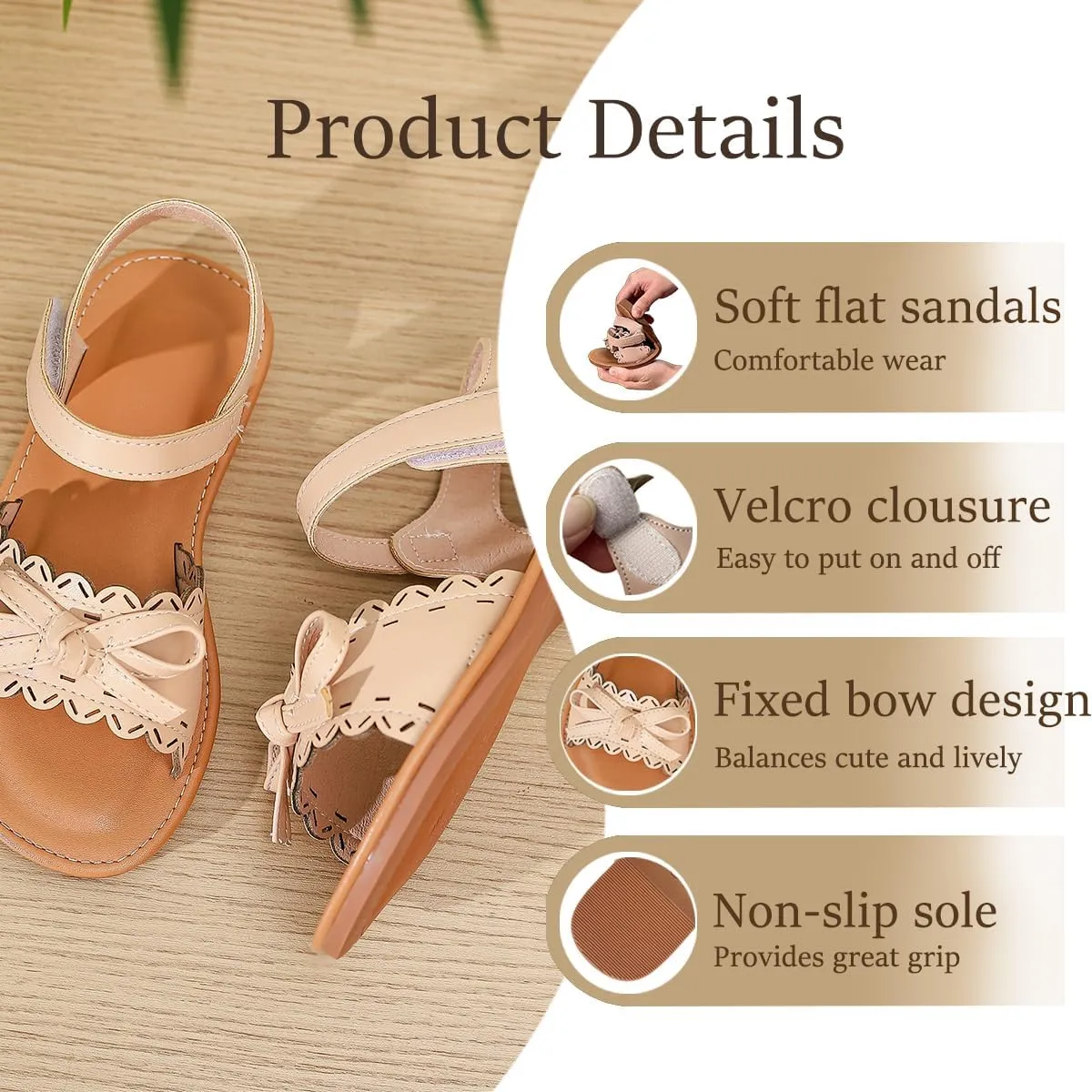 Toddler Girls Sandals Summer Flats Dress Shoes for Baby Little Kids Girl