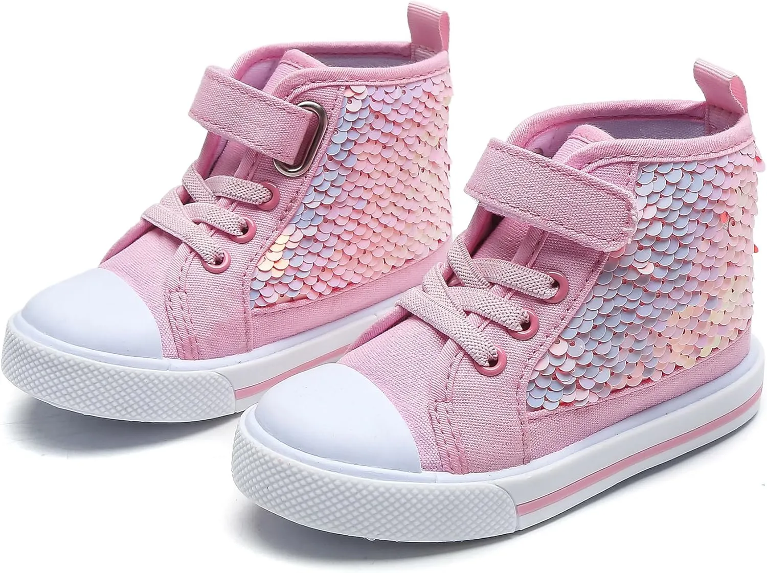 Toddler Girls Sequin Sneakers High Top Canvas Sneaker Fashion Sparkle Shoes for Girls Dressy