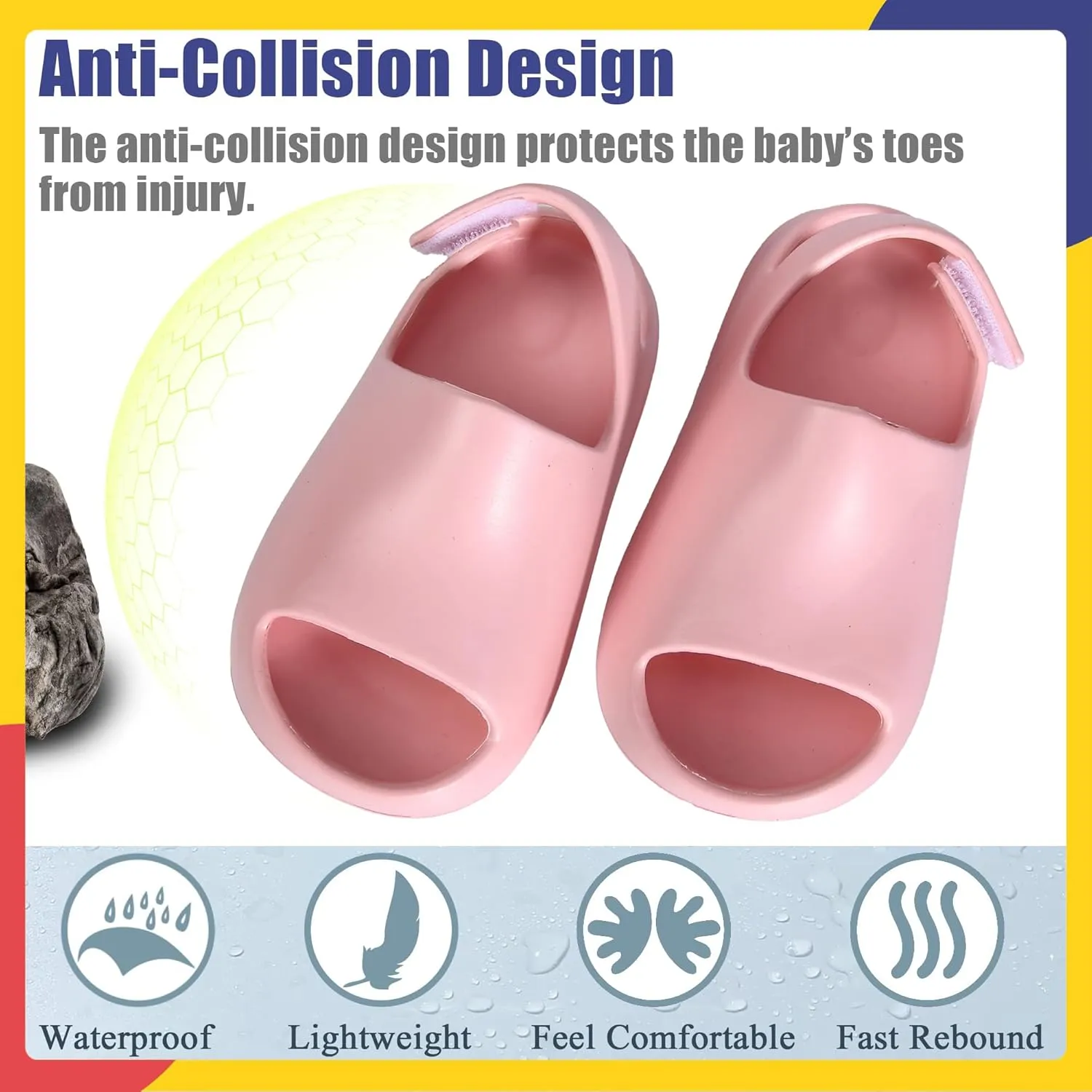 Toddler Little Kids Slides Sandals for Boys Girls Summer Slip-On Slide Slippers Sandals for Baby Kid Anti-slip Water Shoes