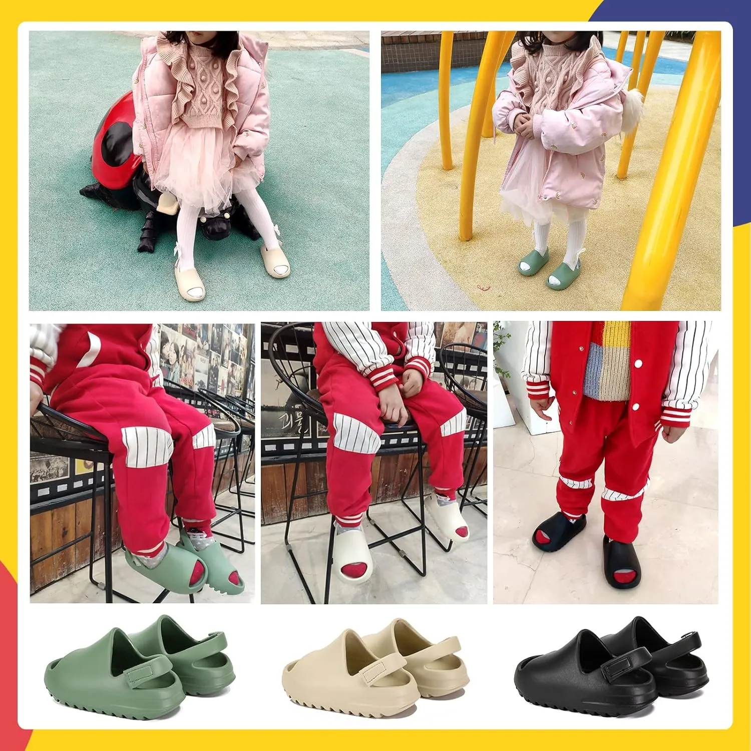 Toddler Little Kids Slides Sandals for Boys Girls Summer Slip-On Slide Slippers Sandals for Baby Kid Anti-slip Water Shoes