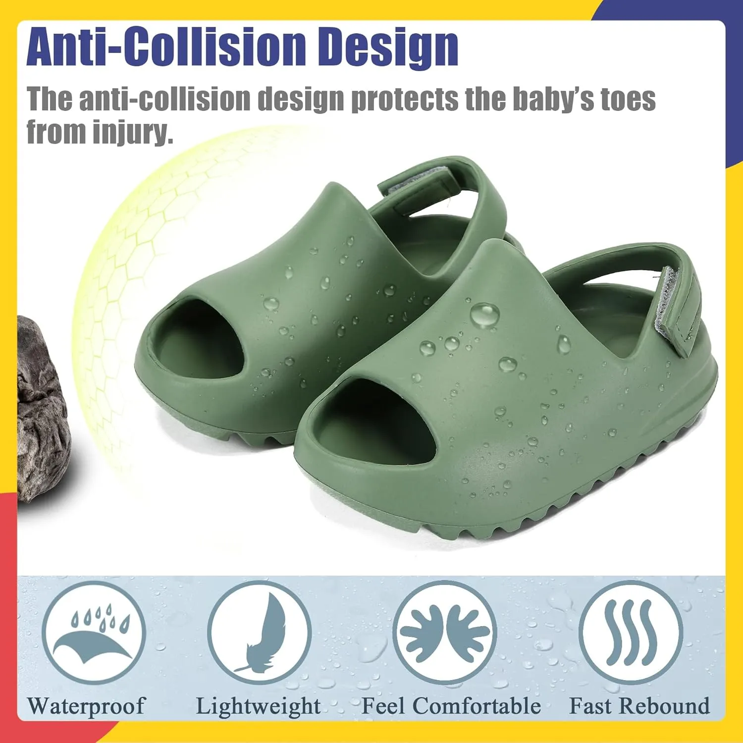 Toddler Little Kids Slides Sandals for Boys Girls Summer Slip-On Slide Slippers Sandals for Baby Kid Anti-slip Water Shoes